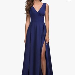 MUSHARE Women's V Neck Sleeveless Split Formal Dress Cocktail Party Prom Long Dr